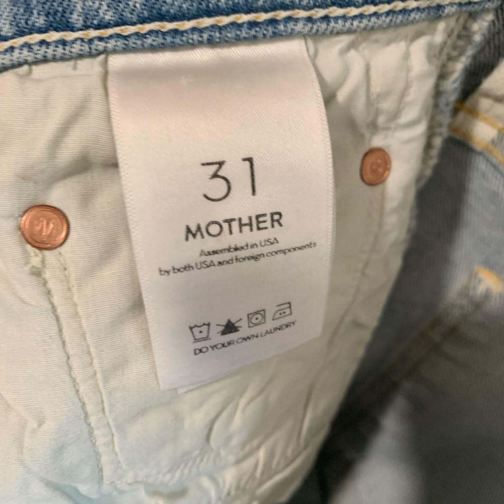 MOTHER Womens The Insider Crop Step Fray Thanks Again Racer Stripe Jeans Sz 31 - Picture 7 of 8